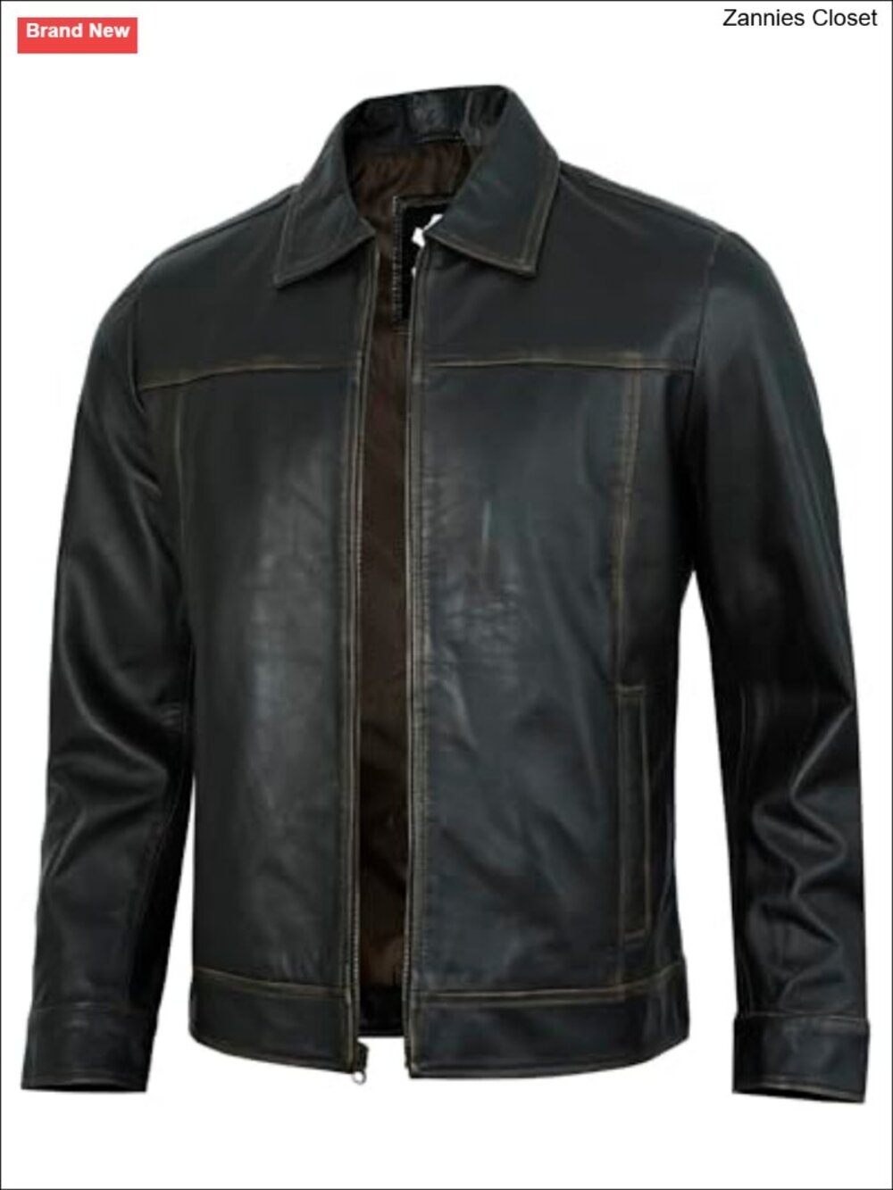 Real Lambskin Leather Jacket Mens Shirt Collar Vintage Casual